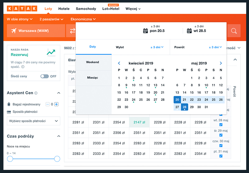 Znajdź tanie loty na KAYAK