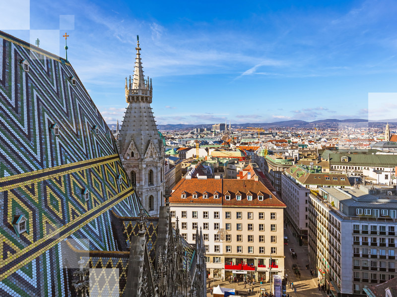 View from Saint Stephan cathedral in Vienna Austria - cityscape architecture background